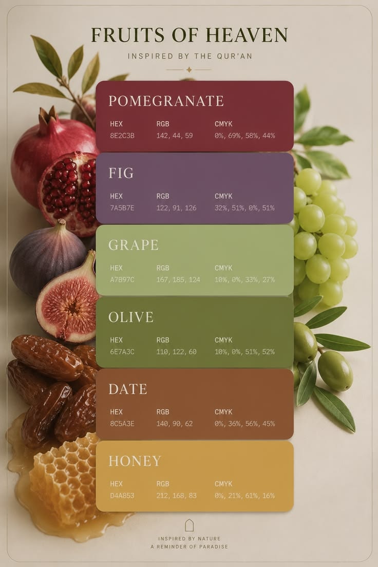 Cartel con una paleta de colores cálidos